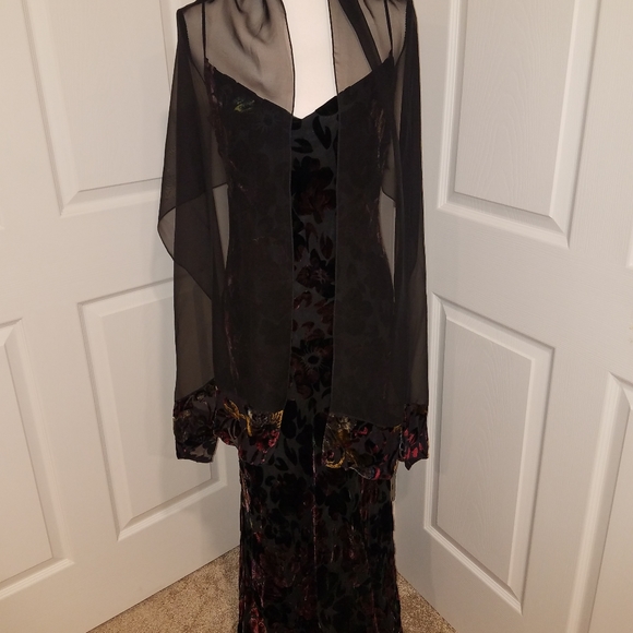 PRICE⬇️VINTAGE VELVET A.B.S. GOWN & SCARF SZ 10 - Picture 12 of 13